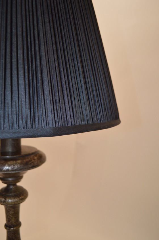 Image 1 of Lamp Bronze/ Silver, Shade Black Silk