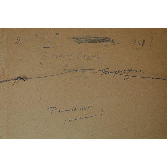 Image 1 of Vintage gouache by Frideborg Bryth, 1961