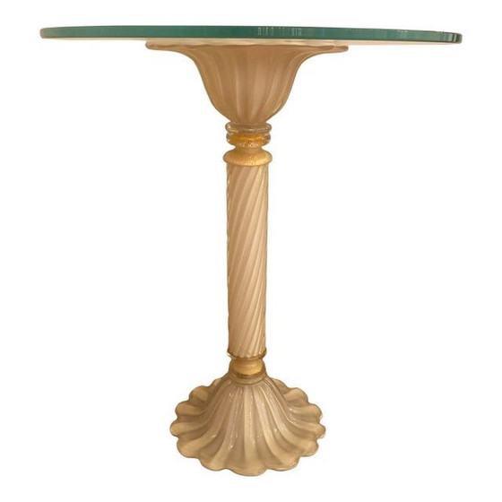 Image 1 of 1990S Italian Venetian White And Gold Murano Glass Style Coffee Table