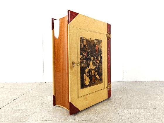 Image 1 of Italian Goatskin Book Shaped Dry Bar Cabinet by Aldo Tura, 1950s