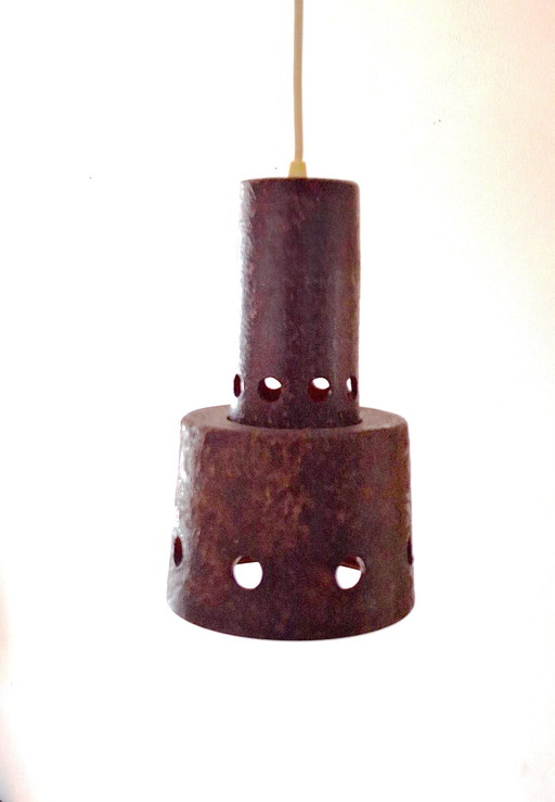 Pendant Lamp, Ceramic, Comprising 2 Parts, Chalice And Stem, Vintage