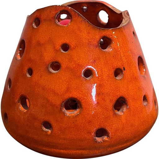 Lampada vintage in ceramica arancione, anni '60