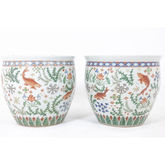 Image 1 of Pair of vintage Canton porcelain planters, 1950