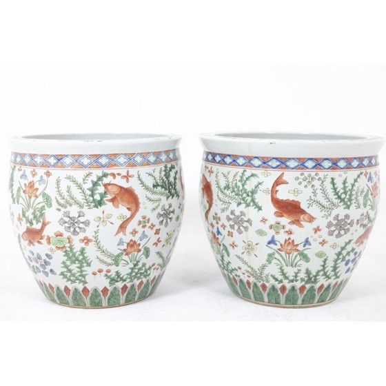 Image 1 of Pair of vintage Canton porcelain planters, 1950