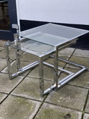 Nest of Chrome and Glass Side Tables
