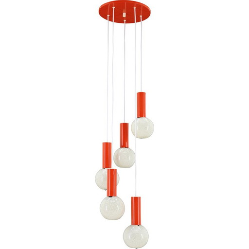 Vintage waterfall chandelier with plastic shade by Pokrok Zilina, Czechoslovakia 1970