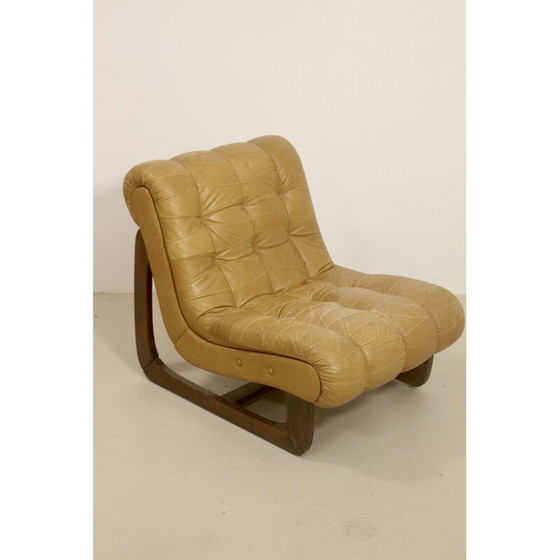 Image 1 of Poltrone vintage in legno massello e pelle di cammello, Finlandia 1960