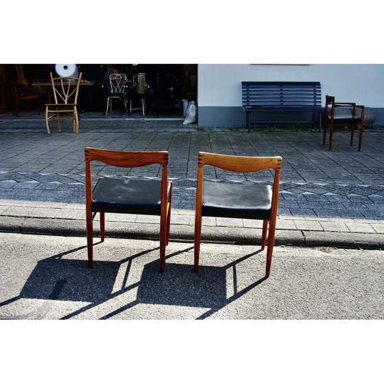 Image 1 of Pair of vintage teak and black leather chairs by Hw Klein for Bramin, Denmark 1960
