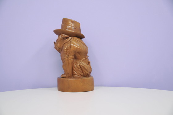 Image 1 of Wooden Statue Sherrif Bulldog