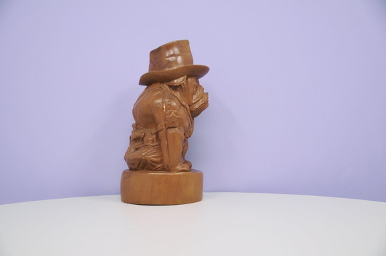 Image 1 of Wooden Statue Sherrif Bulldog