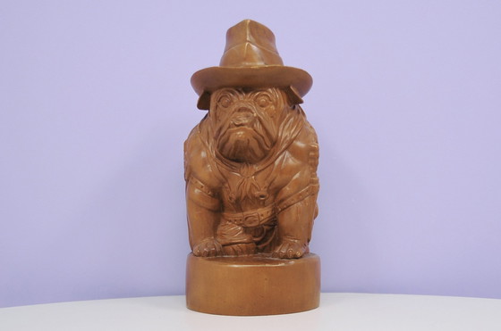 Image 1 of Wooden Statue Sherrif Bulldog