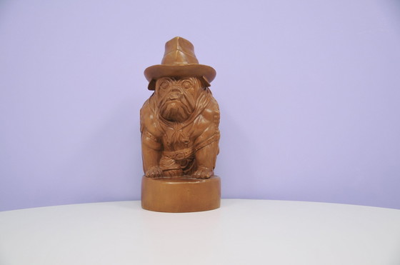 Image 1 of Wooden Statue Sherrif Bulldog