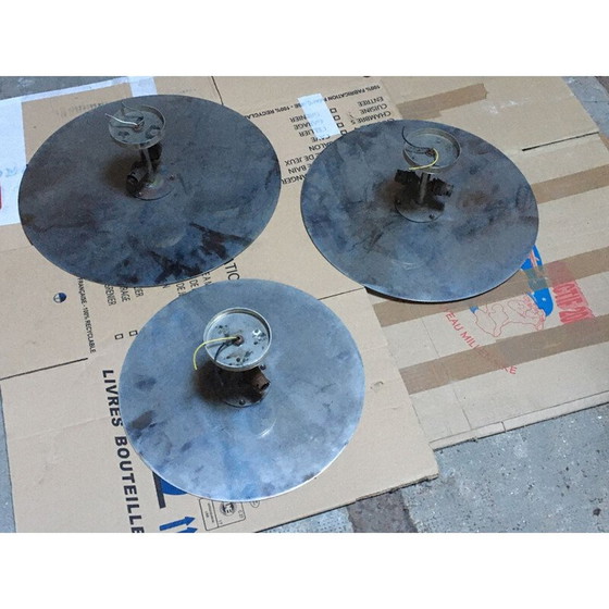 Image 1 of Set of 3 vintage chromed metal suspensions by Eugene Printz