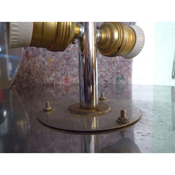 Image 1 of Set of 3 vintage chromed metal suspensions by Eugene Printz