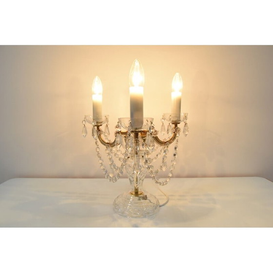 Image 1 of Vintage crystal glass table lamp by kamenicky Senov, Czechoslovakia 1960