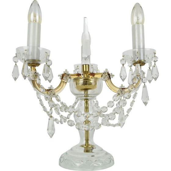 Image 1 of Vintage crystal glass table lamp by kamenicky Senov, Czechoslovakia 1960