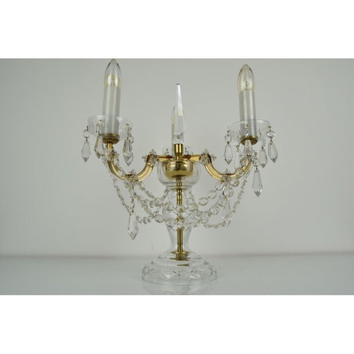 Vintage crystal glass table lamp by kamenicky Senov, Czechoslovakia 1960