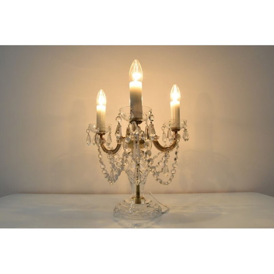 Image 1 of Vintage crystal glass table lamp by kamenicky Senov, Czechoslovakia 1960