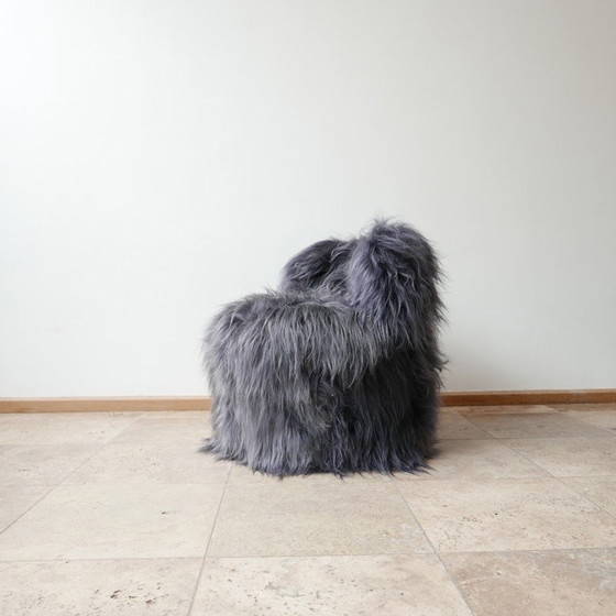 Image 1 of Pair of mid-century sheepskin occasional armchairs, England 1970s