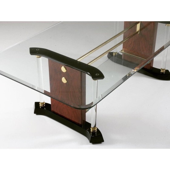 Image 1 of Vintage brass and glass coffee table, 1970