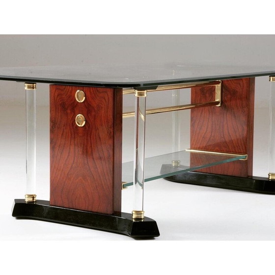 Image 1 of Vintage brass and glass coffee table, 1970