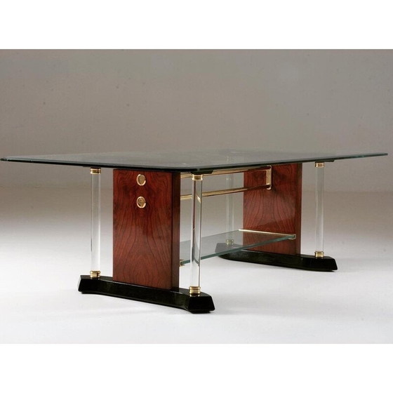 Image 1 of Vintage brass and glass coffee table, 1970