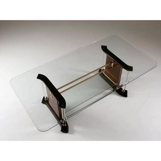 Image 1 of Vintage brass and glass coffee table, 1970
