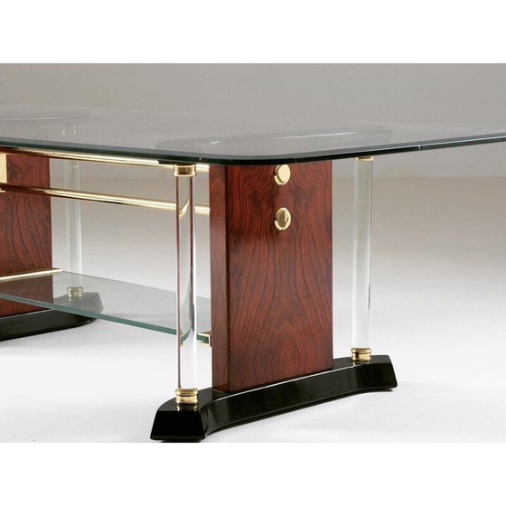 Image 1 of Vintage brass and glass coffee table, 1970