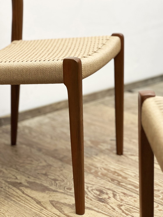 Image 1 of Mid-Century Danish Model 71 Chairs in Teak by Niels O. Møller for J.L. Møllers Møbelfabrik, 1950, Set of 4