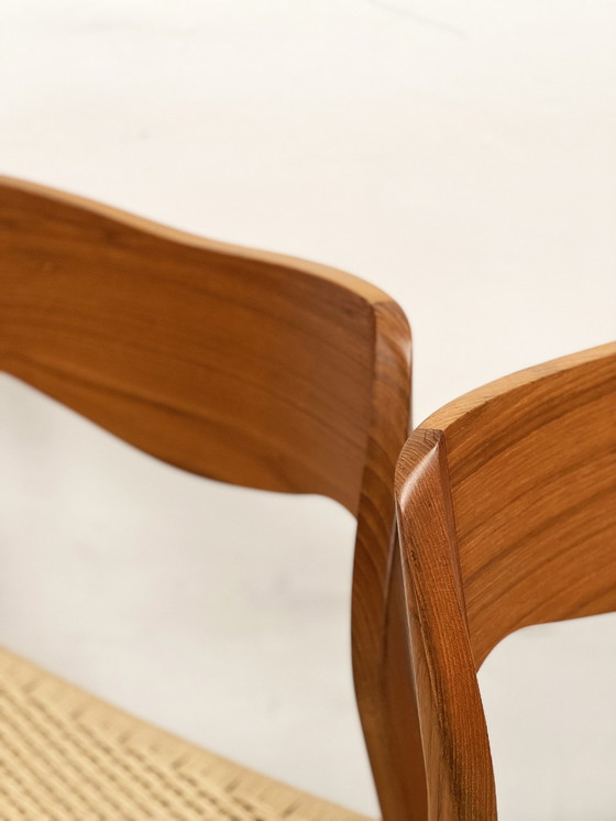 Image 1 of Mid-Century Danish Model 71 Chairs in Teak by Niels O. Møller for J.L. Møllers Møbelfabrik, 1950, Set of 4