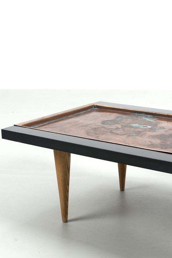 Image 1 of 50s coffee table with copper top