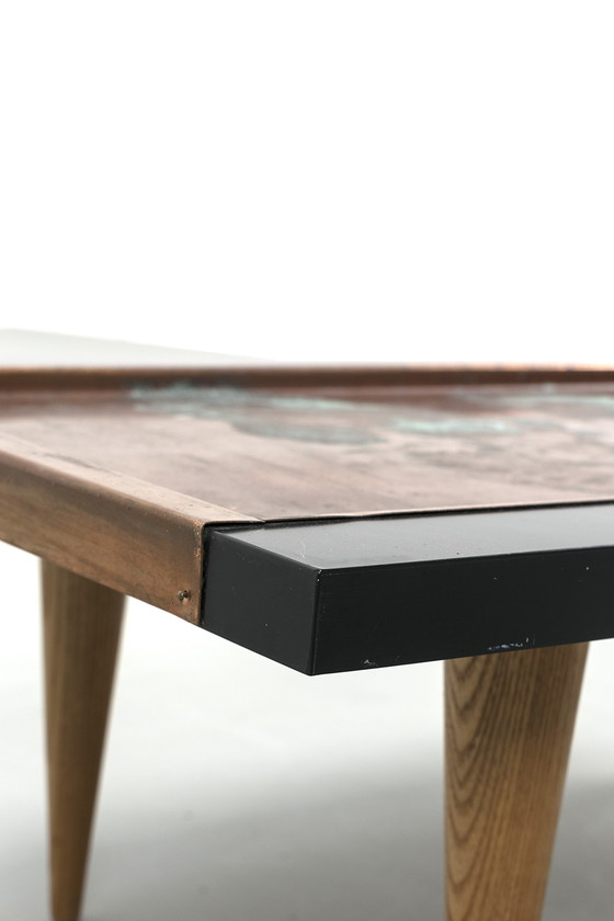 Image 1 of 50s coffee table with copper top