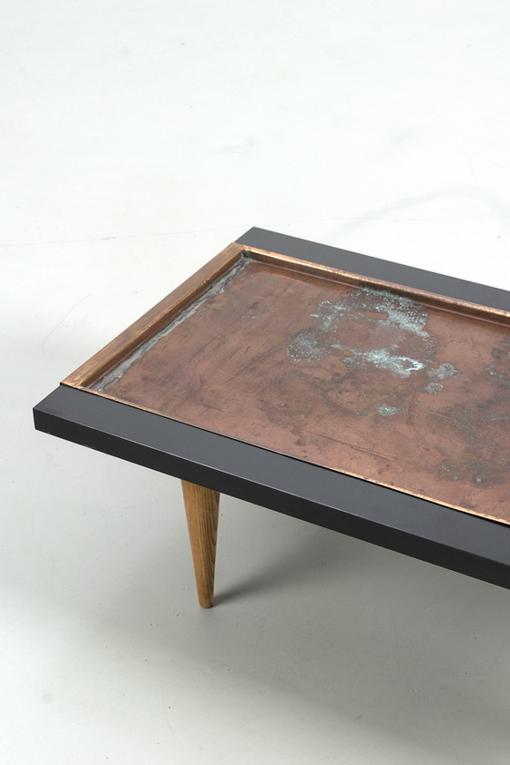 Image 1 of 50s coffee table with copper top