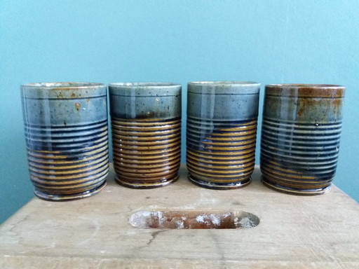 4 Greber Stoneware Glass Cups