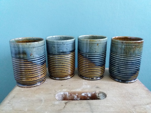 4 Greber Stoneware Glass Cups