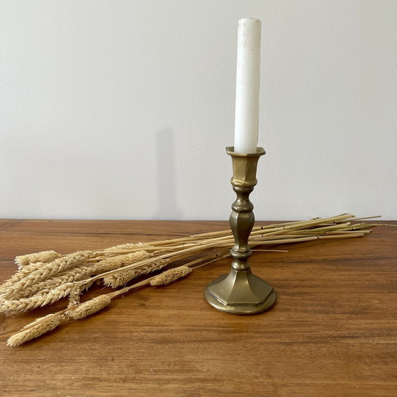 Image 1 of Faceted Brass Candle Holder