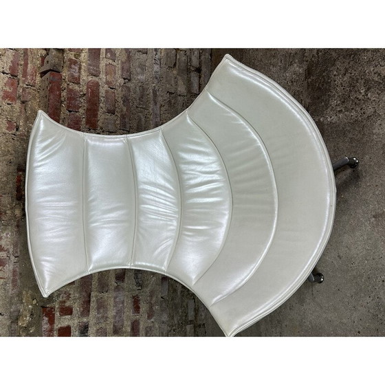 Image 1 of Vintage armchair Shell in pearly white imitation leather, 1980