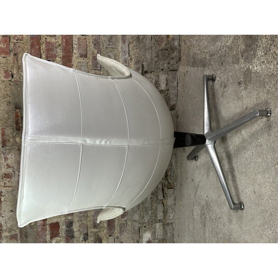 Image 1 of Vintage armchair Shell in pearly white imitation leather, 1980