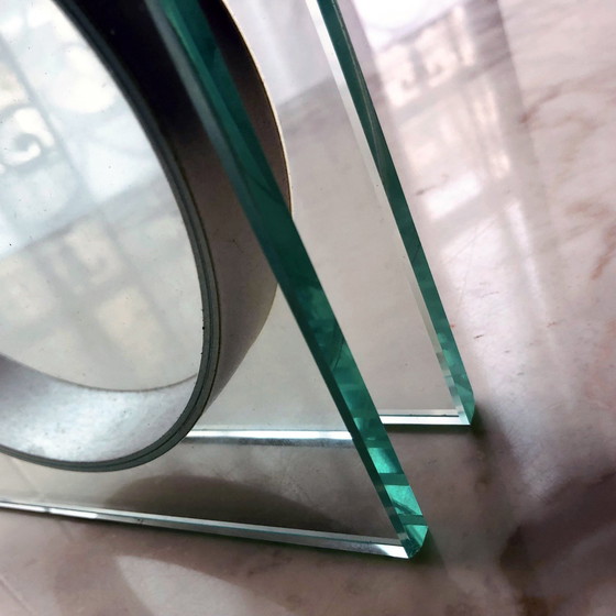 Image 1 of Vaso vintage • Nastro quadrato • Peter Hewitt • Moma • Vetro e acciaio • Era spaziale • 1970-1980