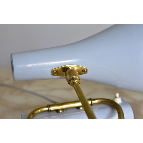 Image 1 of Vintage light blue metal and brass wall lamp by Cosack, Germany 1950