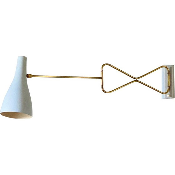 Image 1 of Vintage light blue metal and brass wall lamp by Cosack, Germany 1950