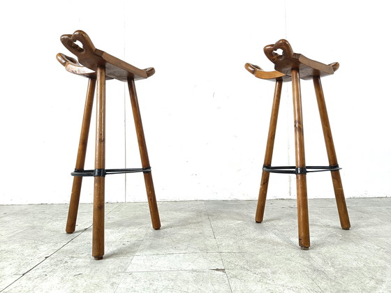 Image 1 of Mid century brutalist bar stools - set of 2, 1960s