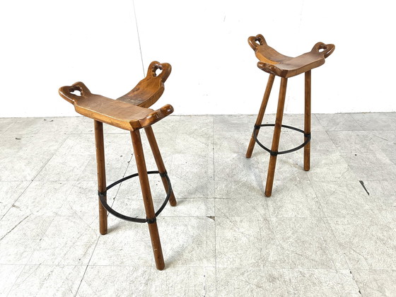 Image 1 of Mid century brutalist bar stools - set of 2, 1960s