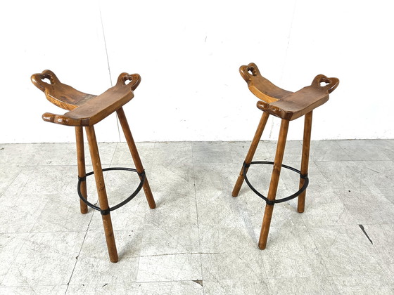 Image 1 of Mid century brutalist bar stools - set of 2, 1960s