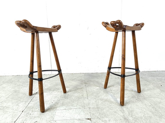 Image 1 of Mid century brutalist bar stools - set of 2, 1960s