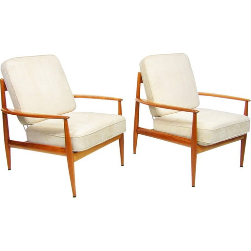 Pair of vintage Danish armchairs by Grete Jalk for France and Daverkosen, 1950s