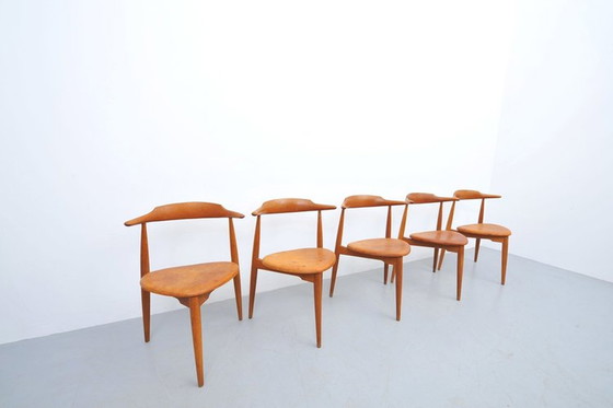 Image 1 of Hans J. Wegner Heart Chair Fh4104 1952 In Oak And Leather