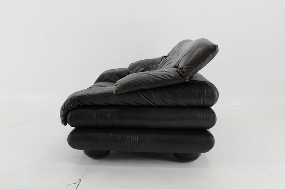 Image 1 of 1970S Adjustable Wiener Werkstätte Brutalist Two-Seater Leather Sofa