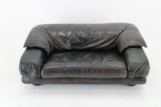 Image 1 of 1970S Adjustable Wiener Werkstätte Brutalist Two-Seater Leather Sofa