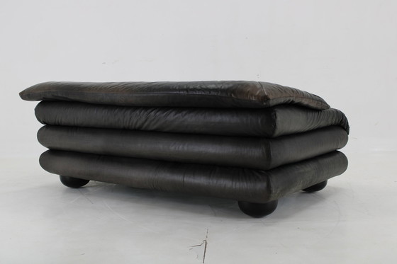 Image 1 of 1970S Adjustable Wiener Werkstätte Brutalist Two-Seater Leather Sofa